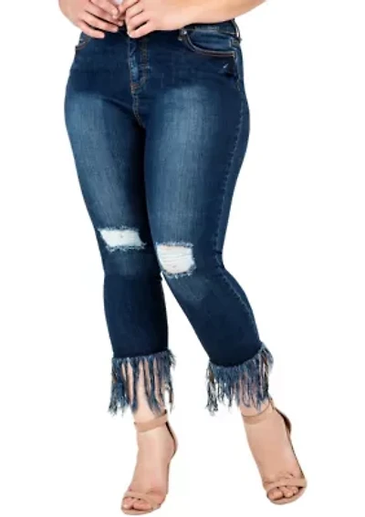 Plus Cropped Ankle Jeans Undone Raw Hem