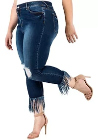 Plus Cropped Ankle Jeans Undone Raw Hem