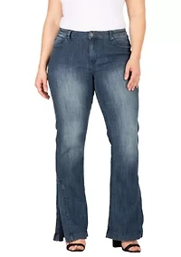 Plus Stretch High-Waist Slit Hem Jeans