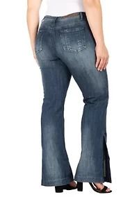 Plus Stretch High-Waist Slit Hem Jeans