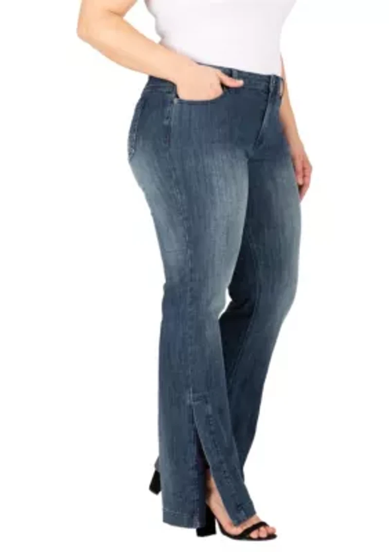Plus Stretch High-Waist Slit Hem Jeans