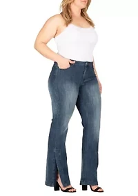 Plus Stretch High-Waist Slit Hem Jeans