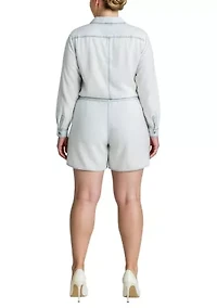 Bleached Out Tencel Long Sleeve Romper