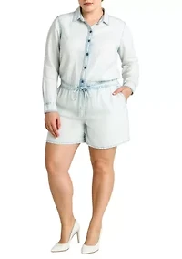 Bleached Out Tencel Long Sleeve Romper
