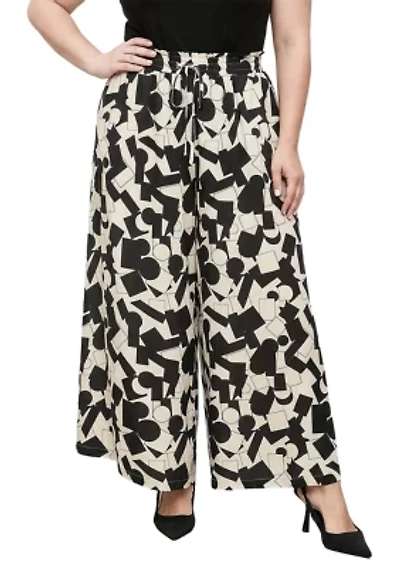 Abstract Print Wide Leg Palazzo Pants