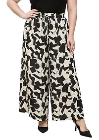 Abstract Print Wide Leg Palazzo Pants