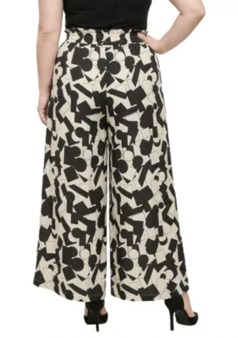 Abstract Print Wide Leg Palazzo Pants
