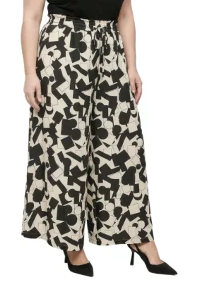 Abstract Print Wide Leg Palazzo Pants