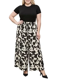 Abstract Print Wide Leg Palazzo Pants