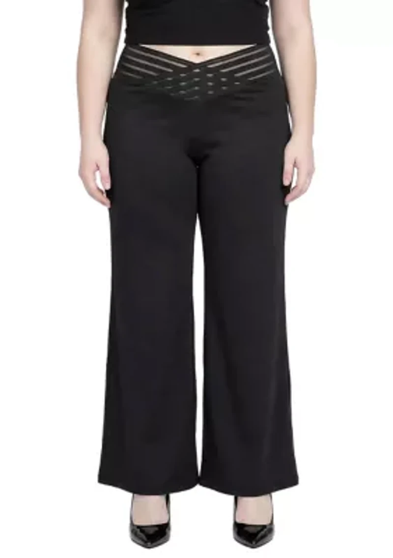 Mesh V-Waistband Palazzo Pants