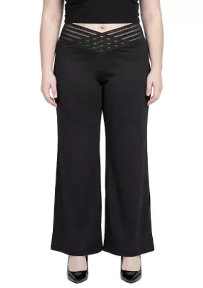 Mesh V-Waistband Palazzo Pants