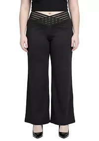 Mesh V-Waistband Palazzo Pants