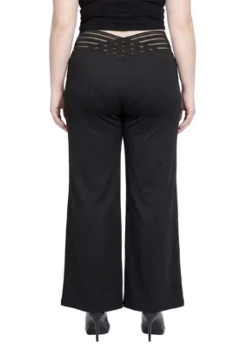 Mesh V-Waistband Palazzo Pants