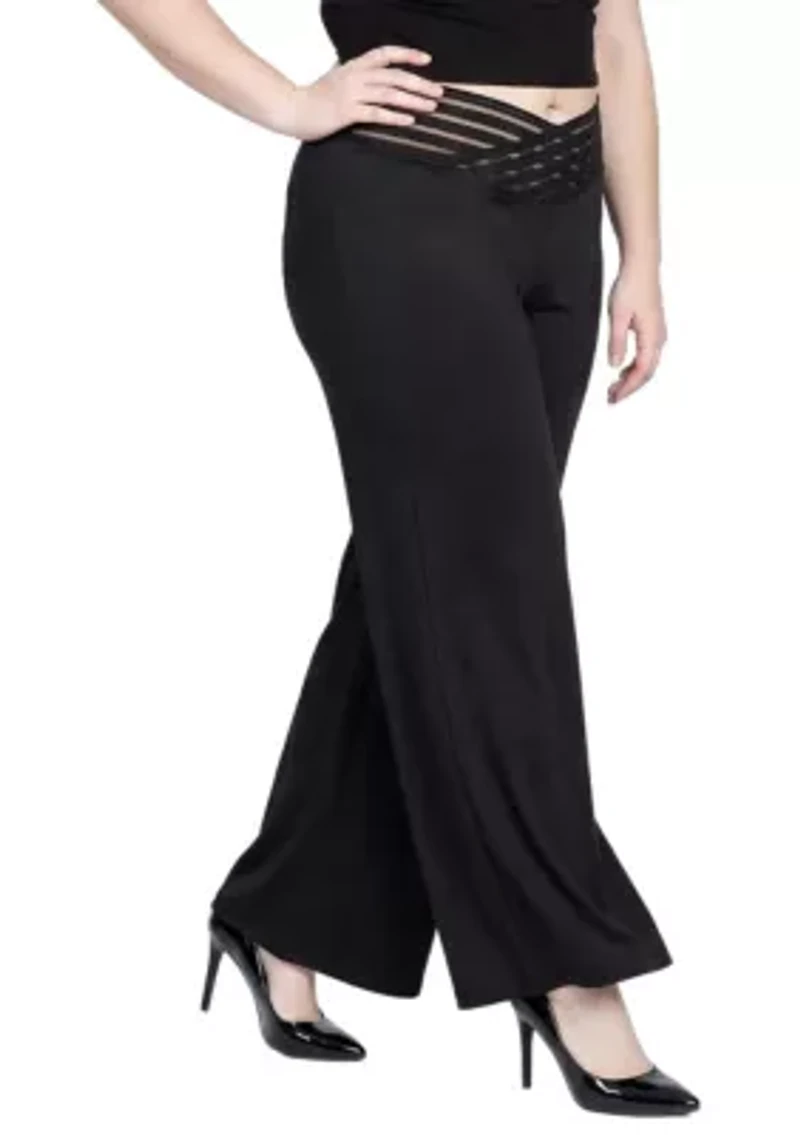 Mesh V-Waistband Palazzo Pants