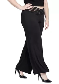 Mesh V-Waistband Palazzo Pants