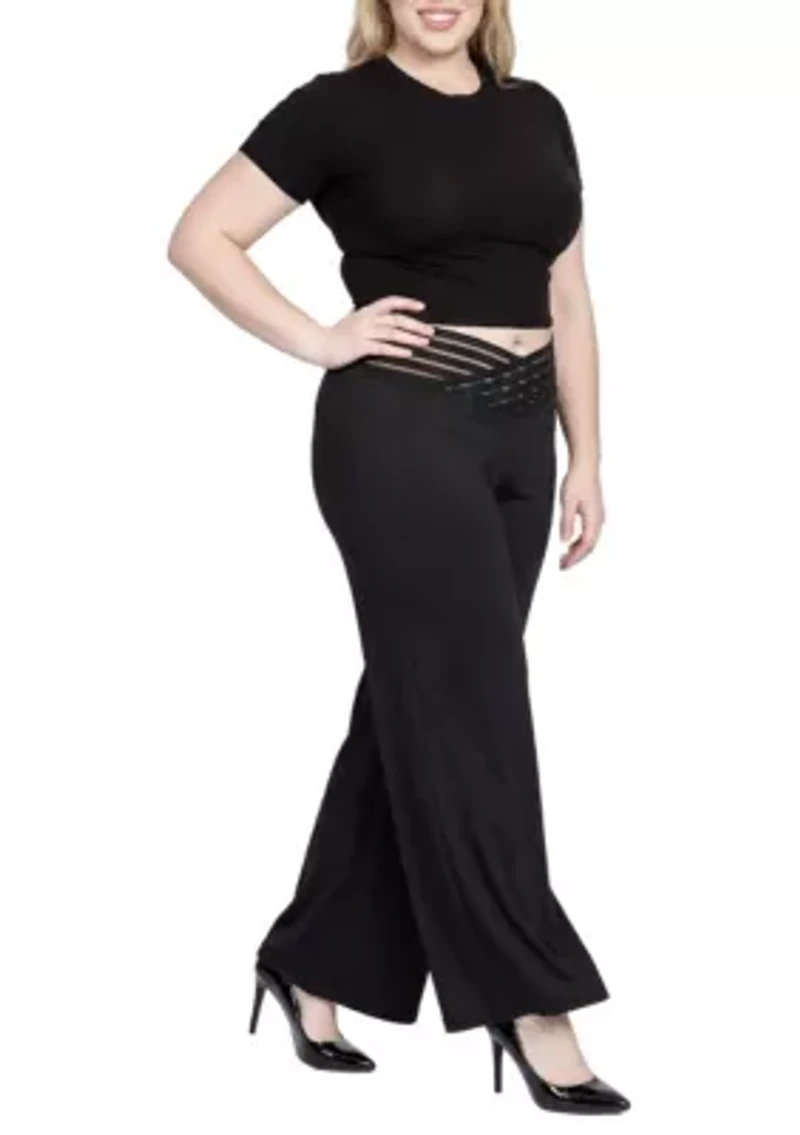 Mesh V-Waistband Palazzo Pants