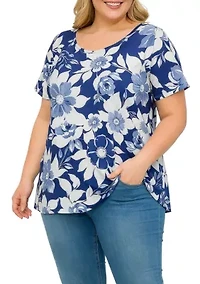 Textured Floral Print Blouse