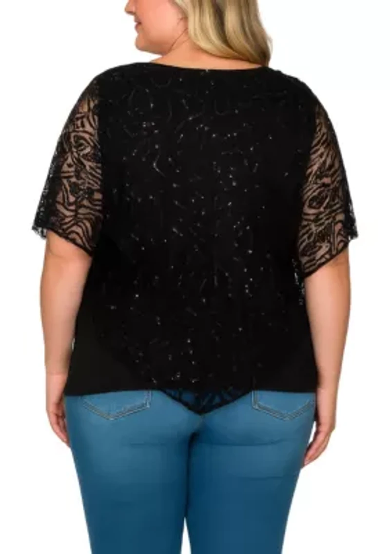 Nylon Sequin Poncho Top