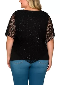 Nylon Sequin Poncho Top