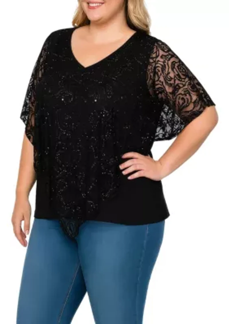 Nylon Sequin Poncho Top