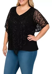 Nylon Sequin Poncho Top