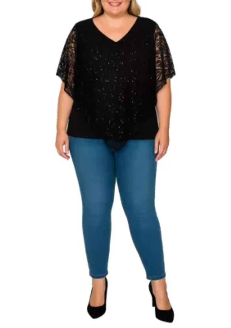 Nylon Sequin Poncho Top