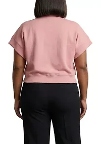 High Neck Half Zip Short Sleeve Top