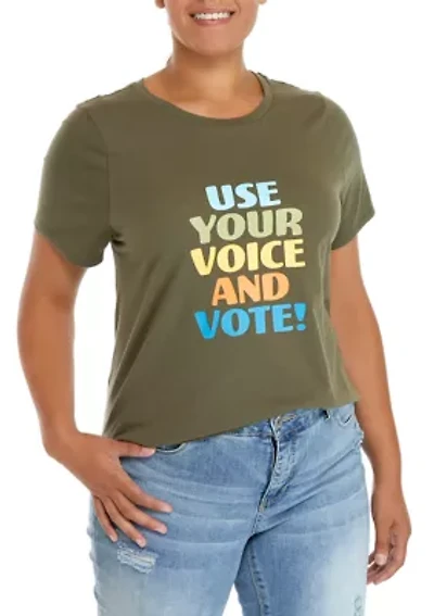 Plus Short Sleeve Vote Graphic T-Shirt