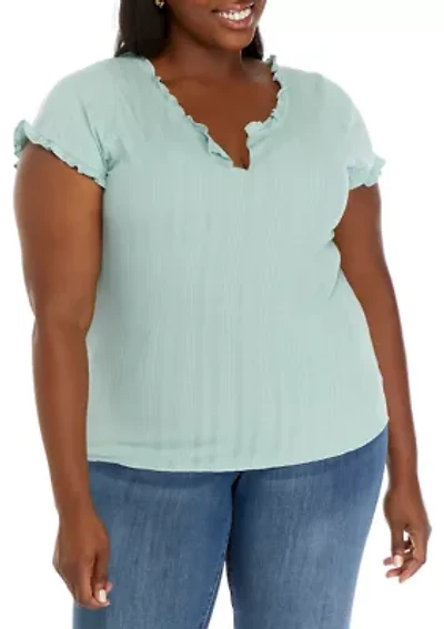 Plus  Lettuce Edge Ribbed Top