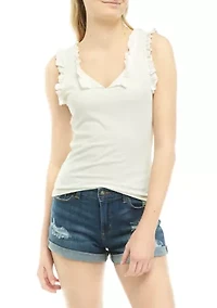 Ribbed Lettuce Trimmed Tank Top