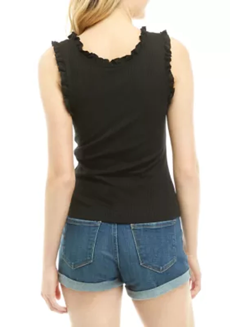 Ribbed Lettuce Trimmed Tank Top