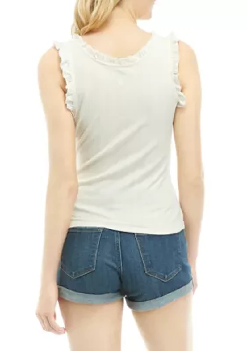 Ribbed Lettuce Trimmed Tank Top