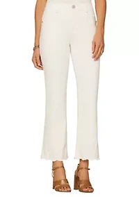 Women's High Rise Cropped Denim Pants with Scalloped Flare