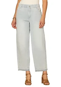 Women's Sol Skyrise Barrel Frayed Hem Jeans