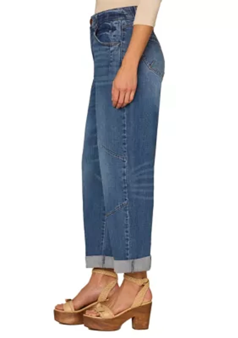 Women's Skyrise Barrel Jeans with Roll Cuff Hem