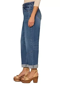 Women's Skyrise Barrel Jeans with Roll Cuff Hem