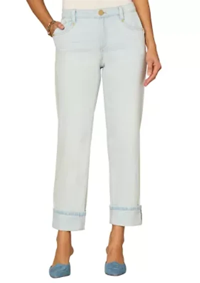 Women's High Rise Cuffed Hem Boyfriend Pants