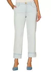 Women's High Rise Cuffed Hem Boyfriend Pants