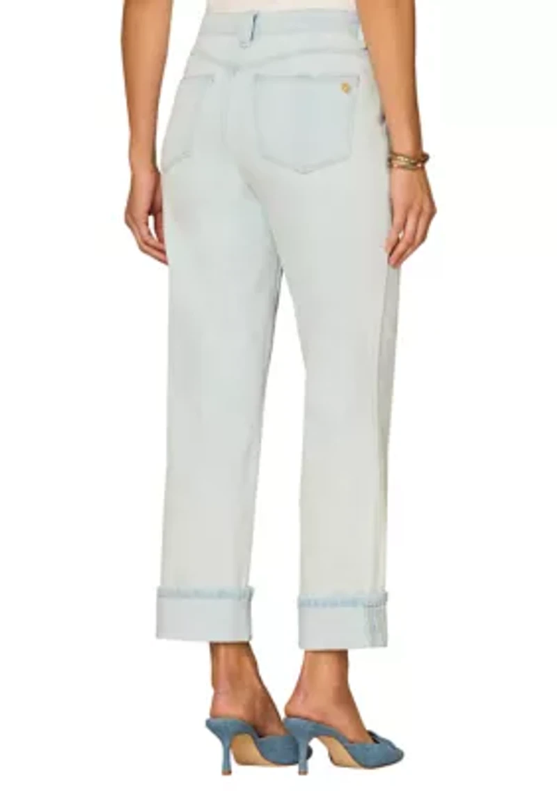 Women's High Rise Cuffed Hem Boyfriend Pants
