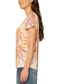 Women's Short Sleeve Tropical Print Boyfriend T-Shirt