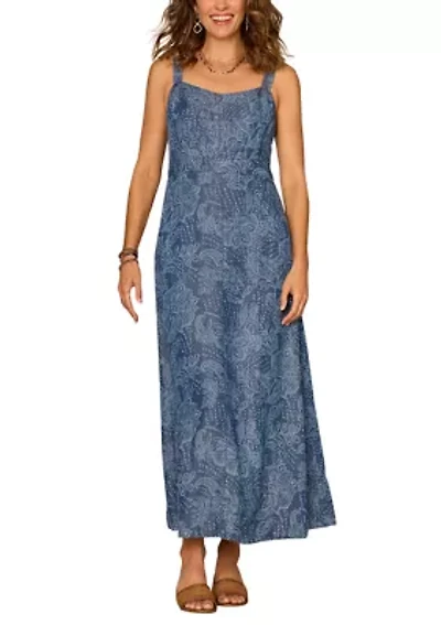 Women's Sleeveless V-Neck Smocked Printed Dress