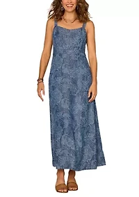 Women's Sleeveless V-Neck Smocked Printed Dress