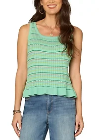 Women's Sleeveless Rib Peplum Tank Top