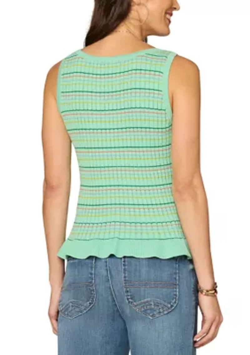 Women's Sleeveless Rib Peplum Tank Top