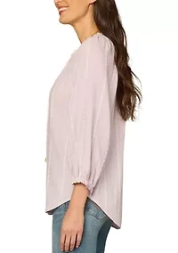 Women's Three-Quarter Blouson Sleeves with Crochet Peasant Top