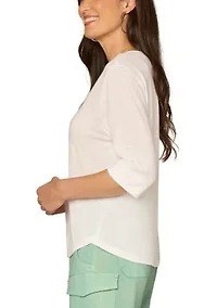 Women's Short Sleeve Split Neck Top
