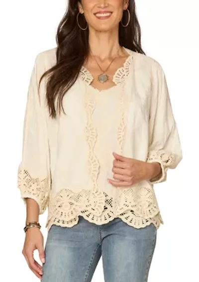 Women's Open Front Crochet Jacket