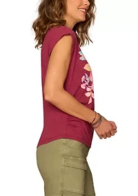 Women's Cap Sleeve Floral Graphic T-Shirt
