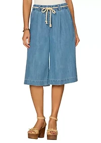 Women's Skyrise Relaxed Bermuda Pants with Tie Belt