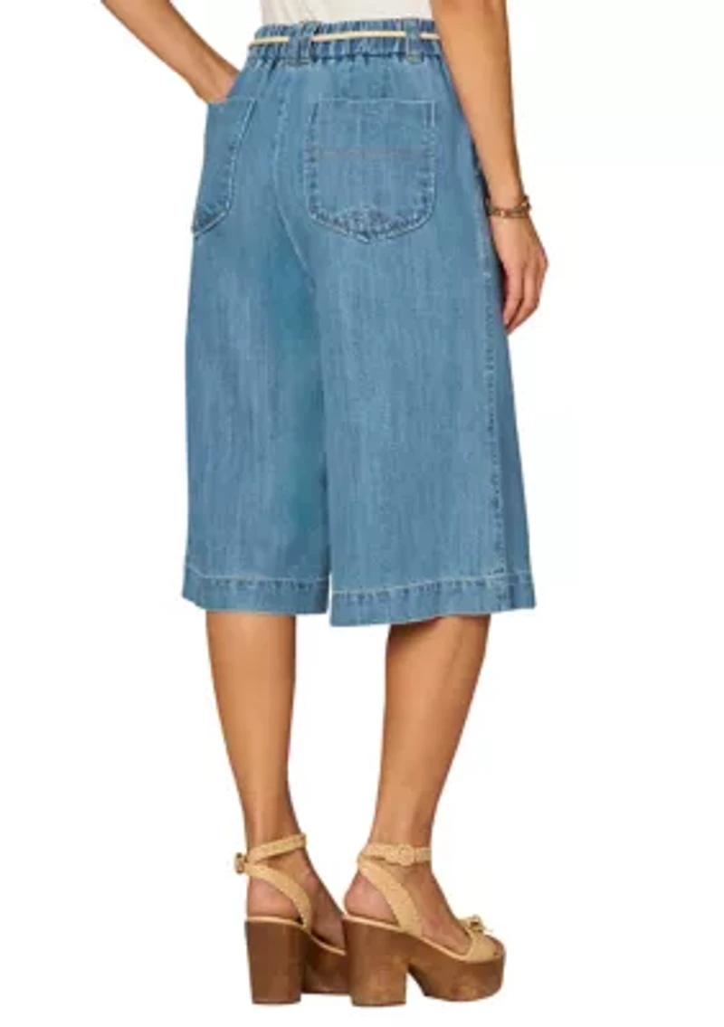 Women's Skyrise Relaxed Bermuda Pants with Tie Belt
